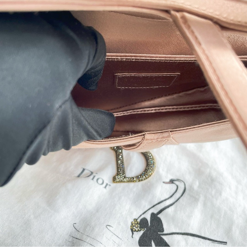 Dior Blush Satin Saddle Bag with Crystal Embellishment - Picture 8 of 11